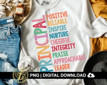 Principal Png, Appreciation Gift, Gift for Principal Png, School Principal Shirt Iron On Png, Retro, Sublimation