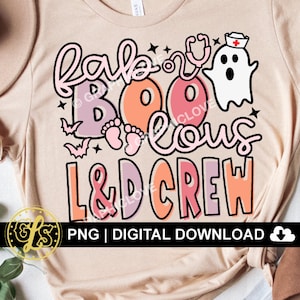 Halloween L&D Nurse Png Boo Crew, Cute Labor and Delivery Nurse Shirt Iron On Png, Pink Bat, Lactation LDRP Nurse Sublimation Png
