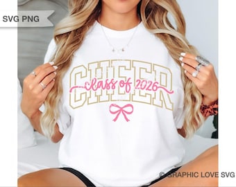 Senior Cheer 2026 Svg Png, Cheerleader Senior Cheer 2026 Svg, Class of 2026 Svg, Graduation Shirt Iron On Png, Cheerleader 2026 Sublimation