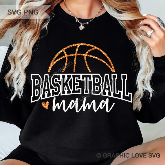 Basketball Mama Svg Png, Glitter Basketball Mama Sublimation Digital Download, Black, White