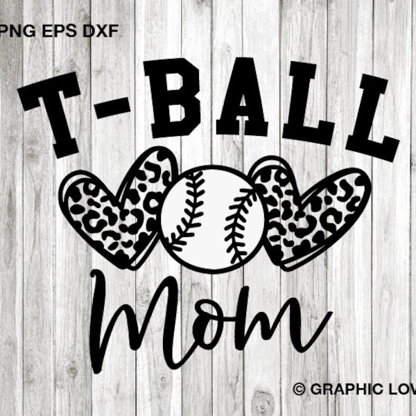 T Ball Mom Svg, Leopard Heart Svg, Leopard T-Ball Mom Shirt Svg, Cheetah Tball Mom Svg, Love Tee Ball Iron On Png, Tball Mom Png, Cricut
