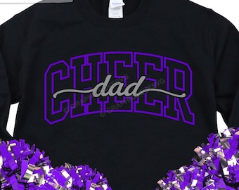Cheer Dad Svg Png Purple Silver, Cheerleader Dad Png, Cheer Dad Shirt Iron On Png, Cheer Dad Sublimation