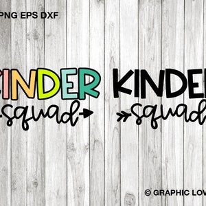 Kinder Squad svg, Kindergarten svg, Kinder Shirt svg, Kinder Crew svg, Kinder Team Shirt Eisen auf Png, Kindergärtnerin Lehrer svg, Dxf Cricut