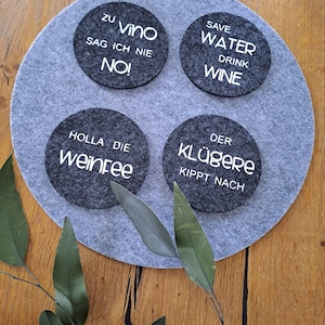 Untersetzer &quot;Wein&quot; 4er- Set aus Filz  mit Trinksprüchen
