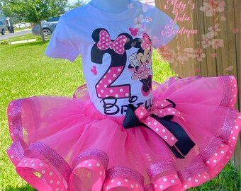 Personalized Mouse Birthday Dress- Polka dots Tutu Birthday Outfit-  Tutu Red for Girls - Gift Birthday Outfit