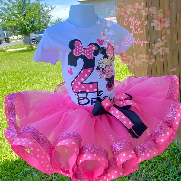 Personalized Mouse Birthday Dress- Polka dots Tutu Birthday Outfit-  Tutu Red for Girls - Gift Birthday Outfit