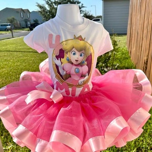 Princess Peach, Princess Peach party, Personalized Princess Peach costume, Princess Peach 1st birthday, Tutu set, Birthday outfit peach image 1