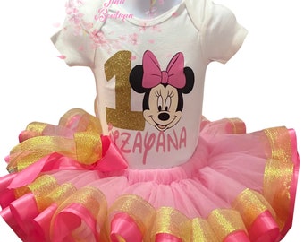 Personalized Mouse Birthday Dress- Polka dots Tutu Birthday Outfit-  Tutu Red for Girls - Gift Birthday Outfit