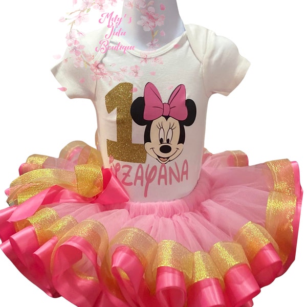 Personalized Mouse Birthday Dress- Polka dots Tutu Birthday Outfit-  Tutu Red for Girls - Gift Birthday Outfit
