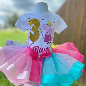 Peppa Pig Birthday Tutu - Peppa Pig Ribbon Tutu Set-Birthday Peppa Pig Shirt