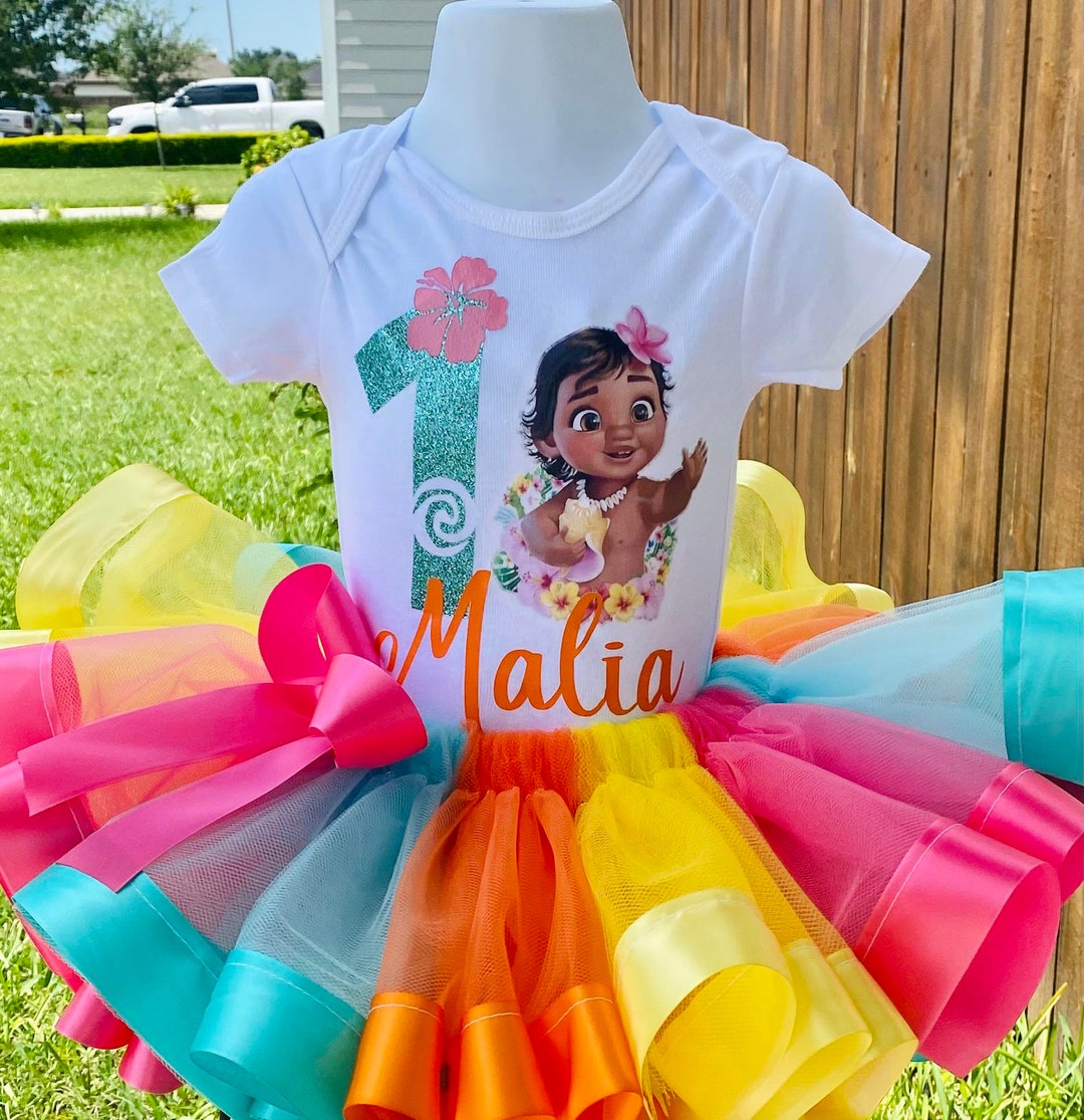 Moana Baby 1st first 1 Birthday ***With NAME*** Red Tutu Dress Fast Shipping