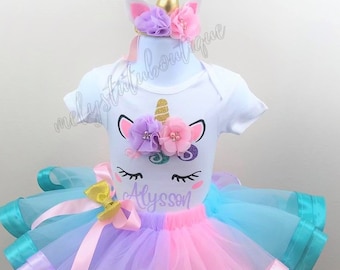 Unicorn Birthday Outfit Rainbow Tutu Unicorn Birthday Tutu Set Unicorn Tutu Toddler Unicorn Tutu Baby Unicorn Outfit Tutu Dress Toddler