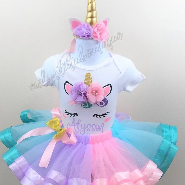 Unicorn Birthday Outfit Rainbow Tutu Unicorn Birthday Tutu Set Unicorn Tutu Toddler Unicorn Tutu Baby Unicorn Outfit Tutu Dress Toddler