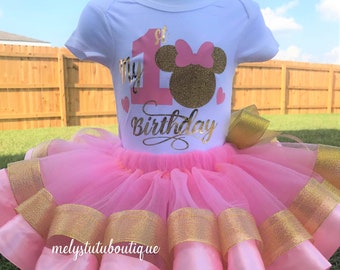 Personalized Mouse Birthday Dress- Polka dots Tutu Birthday Outfit-  Tutu Red for Girls - Gift Birthday Outfit