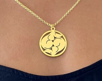 Dachshund Necklace, Gold Plated Dog Pendant, Yin Yang Jewelry Gift (Yinyang)