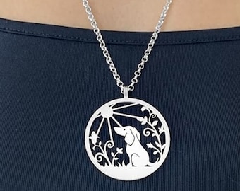 Dachshund Necklace - Silver 14K Gold Plated Sausage Dog Pendant, Doxie Lover Jewelry Gift |SUNSHINE