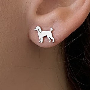 Poodle Earrings - Silver 14K Gold Plated Stud Earrings, Dog Lover Jewelry Gift |LINE