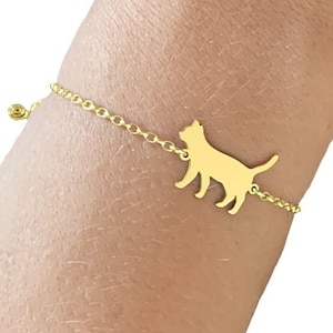 Cat Bracelet - 14K Gold Plated Silver Bracelet, Kitten Lover Jewelry Gift |LINE