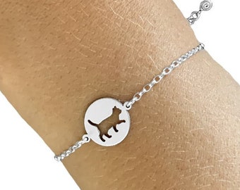 Cat Charm Bracelet - Silver 14K Gold Plated Bracelet, Kitten Lover Jewelry Gift |WALK