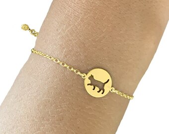 Cat Charm Bracelet - 14K Gold Plated Silver Bracelet, Kitten Lover Jewelry Gift |WALK
