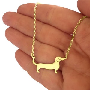 Dackel Halskette - 14K Vergoldeter Silber Dackel Anhänger, Doxie Liebhaber Schmuck Geschenk |LINE