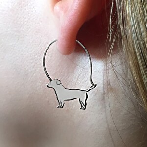 Jack Russell Earrings - Silver / 14K Gold Plated Jack Russell Hoop Earrings, Dog Jewelry, Jack Russell Gift for Jack Russell Lover |LINE