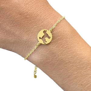 Poodle Charm Bracelet - 14K Gold Plated Silver Poodle Jewelry, Poodle Charm, Dog Jewelry, Poodle Gift for Poodle Lovers |LINE CIRCLE