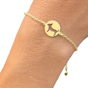 Chihuahua Charm Bracelet - 14K Gold Plated Silver Bracelet, Dog Lover Jewelry Gift |CIRCLE