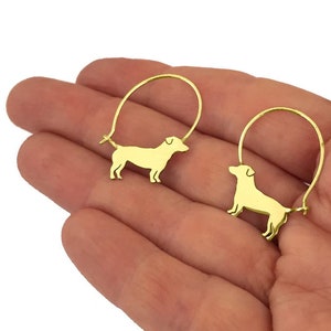 Jack Russell Earrings - 14K Gold Plated Silver Jack Russell Hoop Earrings, Dog Jewelry, Jack Russell Gift for Jack Russell Lover |LINE