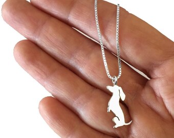 Dachshund Situp Pendant, Silver Box Chain Dog Necklace for Her (Situp)
