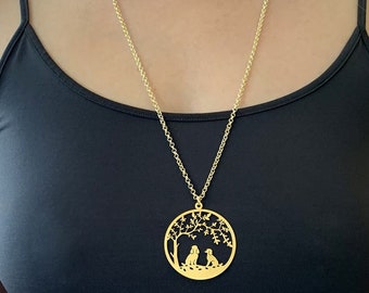 Poodle Necklace - 14K Gold Plated Silver Poodle Tree of Life Pendant Necklace, Dog Jewelry, Poodle Gift for Poodle Lovers |TREE OF LIFE