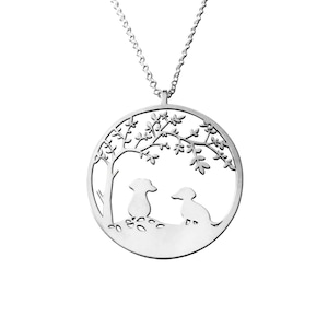 Dackel Anhänger - Silber 14K Vergoldet Doxie Anhänger, Dackel Anhänger, Dackel Anhänger, BAUM DES LEBENS