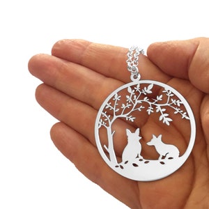 Corgi Memorial Necklace - Silver 14K Gold Plated Dog Remembrance Gift |TREE OF LIFE