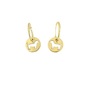 Jack Russell Earrings - 14K Gold Plated Silver Jack Russell Charm Hoop Earrings, Jack Russell Gift for Jack Russell Lover |LINE CIRCLE