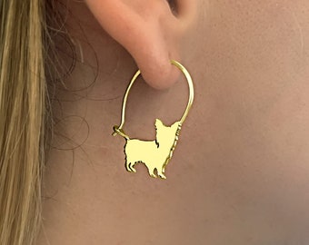 JERWLI Orecchini A Cerchio In Argento 925 Con Cagnolino Yorkie – Gioiello Ipoallergenico Per Donne