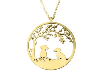 Dachshund Necklace - 14K Gold Plated / Silver Pendant, Doxie Charm, Sausage Dog Jewelry, Dachshund Gift for Dachshund Lovers |TREE OF LIFE