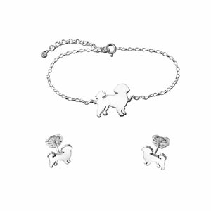 Shih Tzu Bracelet and Stud Earrings Set - Silver / 14K Gold Plated Shih Tzu Jewelry, Shih Tzu Charm, Shih Tzu Gift for Shih Tzu Lovers |LINE