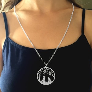 Jack Russell Pendant Necklace Silver Tree Of Life