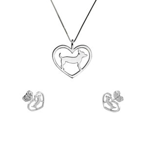 Chihuahua Earrings Necklace Set - Silver 14K Gold Plated Stud Pendant, Dog Lover Gift |HEART