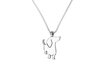 ダックスフンドネックレス - シルバー14Kゴールドメッキのダックスフンドペンダント、ソーセージ犬好きへのジュエリーギフト | I