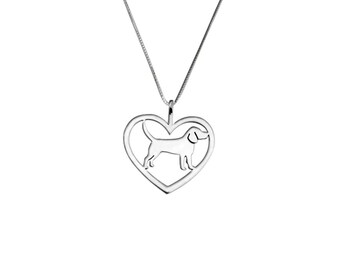 Beagle Necklace - Silver / 14K Gold Plated Beagle Pendant, Beagle Dog Charm, Dog Jewelry, Beagle Gift for Beagle Lovers |HEART