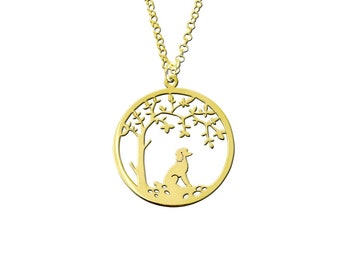 Poodle Necklace - 14K Gold Plated Silver Poodle Tree of Life Pendant Necklace, Dog Jewelry, Poodle Gift for Poodle Lovers |Lt TREE OF LIFE