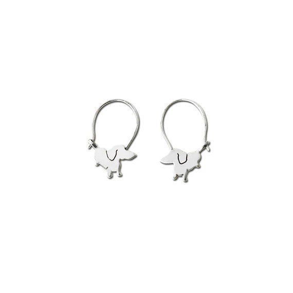 Orecchini A Cerchio In Argento Sterling 925 Con Bassotto, Ipoallergenici, Piccoli Huggie, In Scatola Regalo