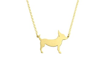 Chihuahua Necklace - 14K Gold Plated  Silver Chihuahua Pendant, Dog Charm, Dog Jewelry, Chihuahua Gift for Chihuahua Lovers |LINE