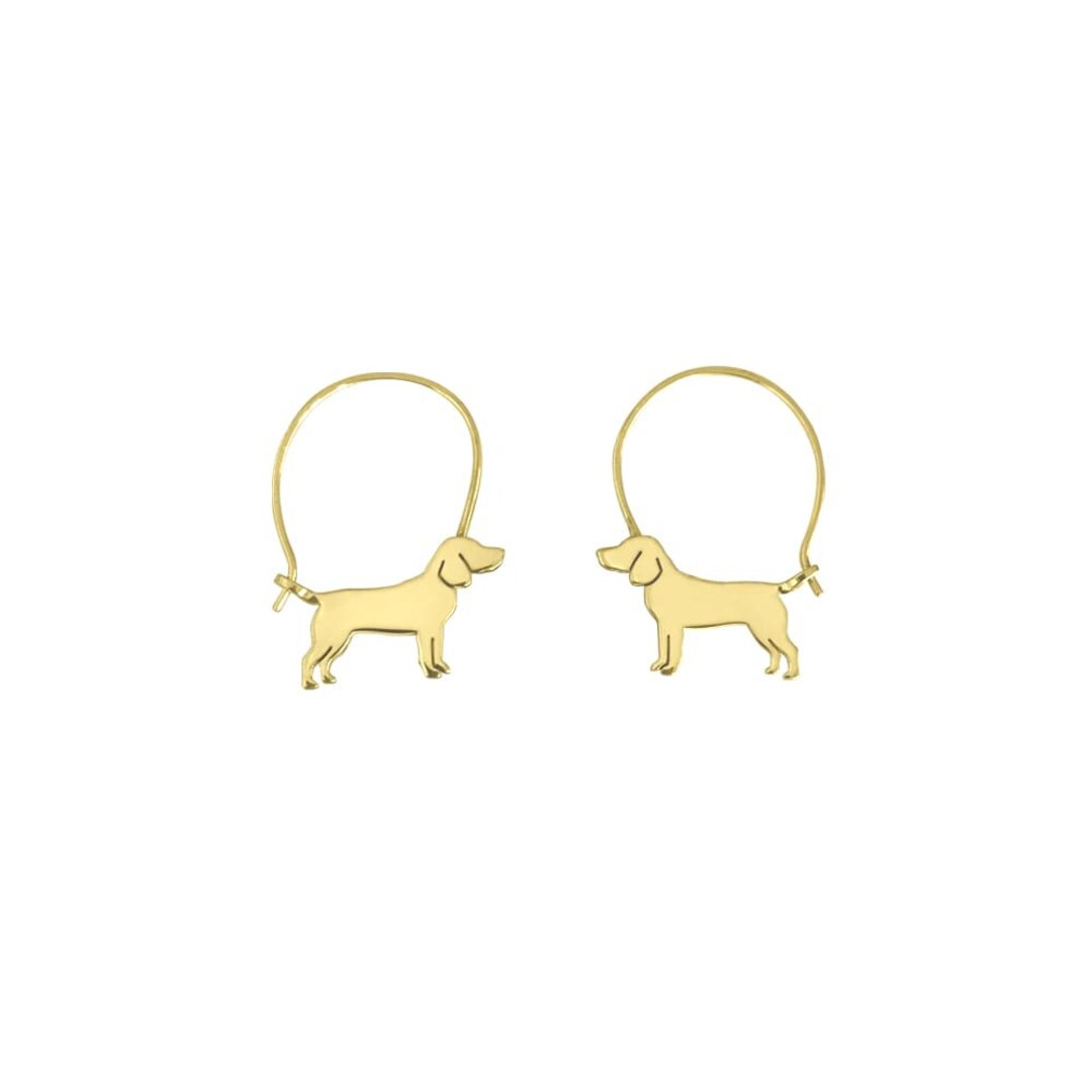 Beagle Earrings 14K Gold Plated Silver Beagle Jewelry Etsy