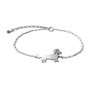 Wire Haired Dachshund Bracelet - Silver 14K Gold Plated Doxie, Sausage Dog Lover Gift |LINE