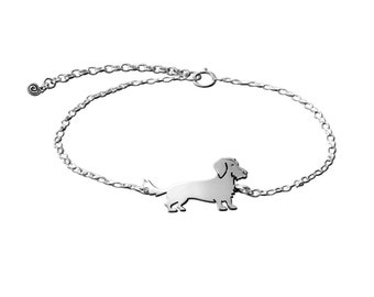 Wire Haired Dachshund Bracelet - Silver 14K Gold Plated Doxie, Sausage Dog Lover Gift |LINE