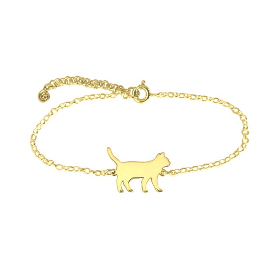 Cat Bracelet , Tiny Gold Matt Kitty Bracelet , Everyday Bracelet , Chain  Bracelet , Cat Charm Bracelet - Etsy | Cat charm bracelet, Cat bracelet,  Dainty gold bracelet