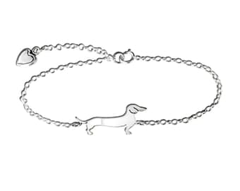Dachshund Bracelet - Silver / 14K Gold Plated Dachshund Jewelry, Sausage Dog Bracelet, Dachshund Gift for Dachshund Lovers |LINE