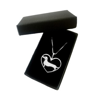 Collana Bassotto In Argento 925 Con Ciondolo A Cuore – Zirconia – Regalo Per Amanti Dei Cani